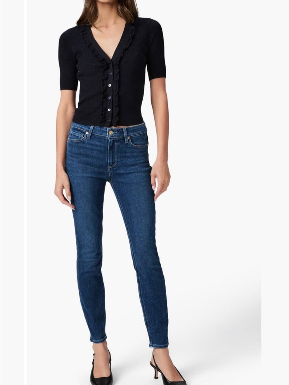 PAIGE Hoxton Slim Cropped Jeans Women 26 Dark Wash High Rise Stretch Denim - Picture 1 of 9